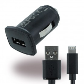 Key MFI (Made for iPhone), Car Charger + Cable, Lightning, 2.400mA, Black, PCUL30005GLK