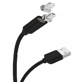 Cyoo, Magnet Cabo de Dados, ´2em1´, MicroUSB + Lightning para USB, 1m, Preto, CY120174