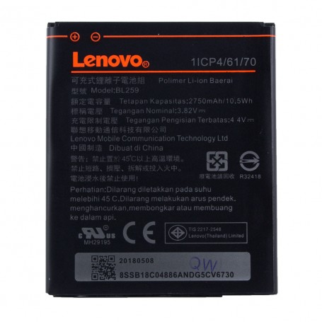Lenovo, Li, Polymer Battery, BL-259, Lenovo Lemon K3, K5 Plus, K32, C30, 2750mAh