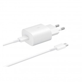 Samsung, EP-TA800, Quick Charger + CABLE, USB Type C, 25W, White, EP-TA800XWEGWW