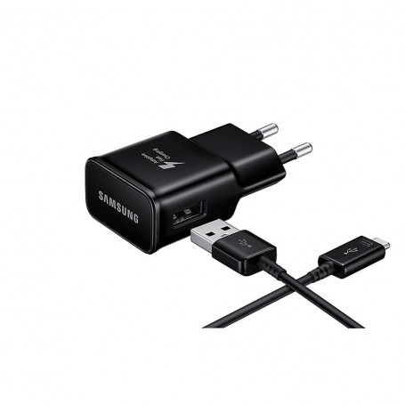 Samsung, EP-TA20EBE, USB Charger + USB Type C Cable, Black, EP-TA20EBECGWW