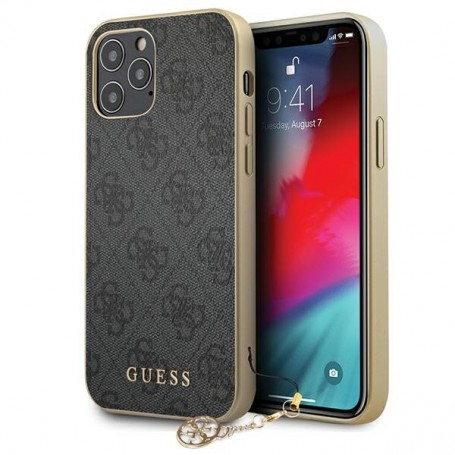 Guess, 4G Charms, iPhone 12, 12 Pro (6.1), grey, Hard Case, GUHCP12MGF4GGR