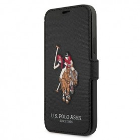 US Polo, Embroidery Collection, iPhone 12 Pro Max (6.7), black, Wallet, Book Case Cover, USFLBKP12LPUGFLBK