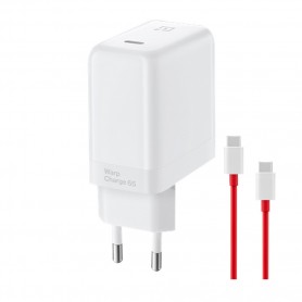 ONEPLUS, Original Warp Charger Type C, 65W, white + Type C to Type C cable, Quick Charger + charge cable, WC065A31JH D307