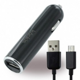 Konkis, USB Carregador de Isqueiro + Cabo MicroUSB, 1.000mA, Preto